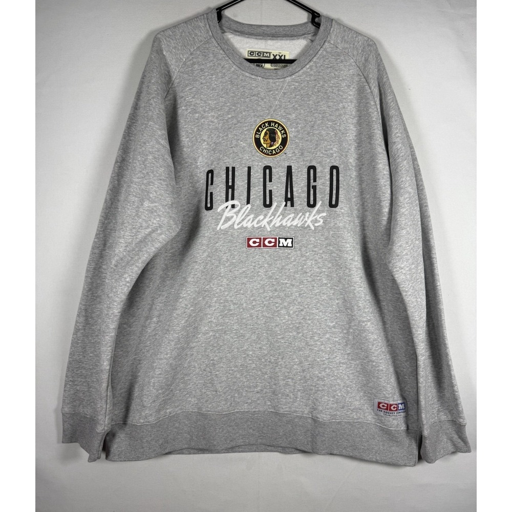 CCM Chicago Blackhawks Crew Neck Sweatshirt Men's XXL Cotton Blend NHL Pullover